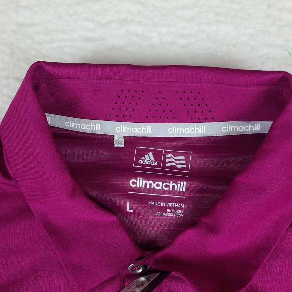 Adidas Polo Shirt‎ Mens Large Purple Magenta Climachill Performance Golf